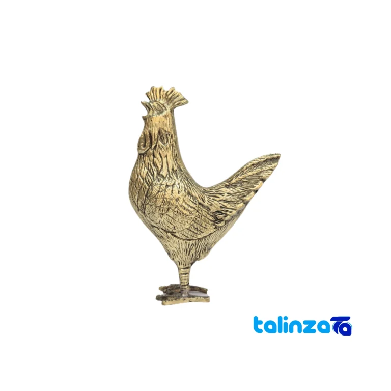 Front view of Brass Decorative Rooster Figurine design and key details