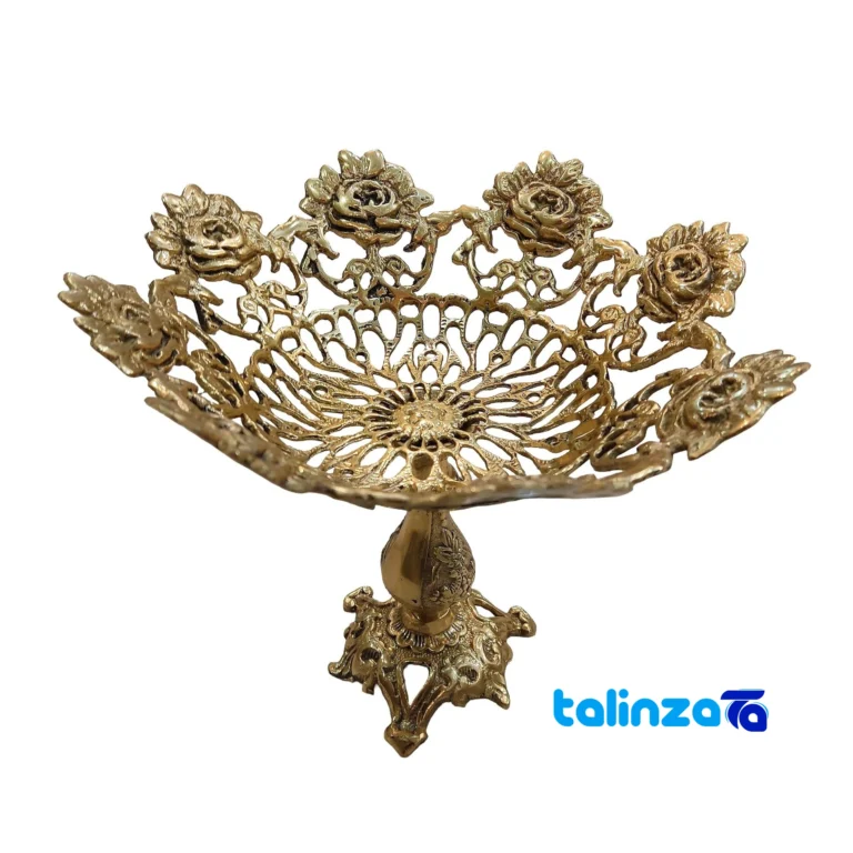 Rose Design Bronze Candy Dish 24x24x21 cm - Front view showing and key details