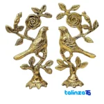 Front view of Brass Sparrow Figurine Set - Decorative Charm design and key details