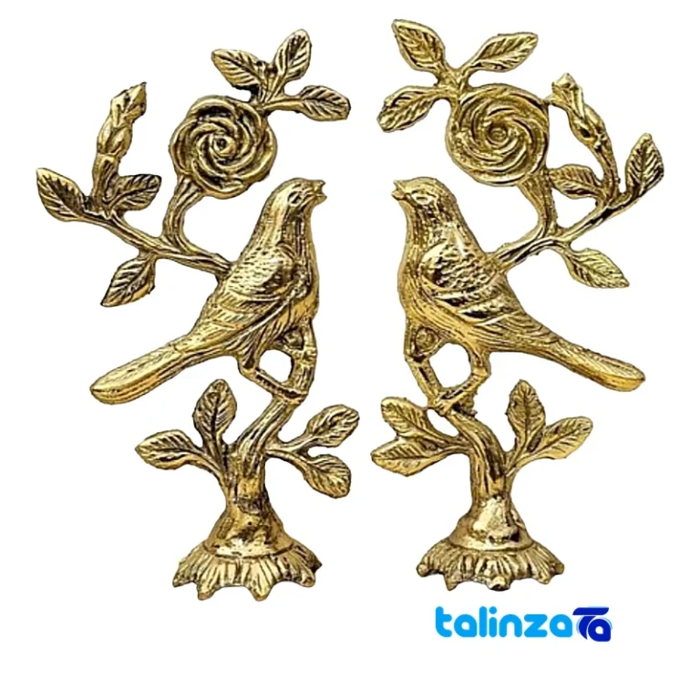 Front view of Brass Sparrow Figurine Set - Decorative Charm design and key details