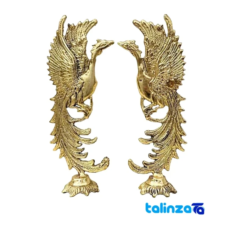 Brass Simurgh Statue Decorative Piece Set 20x5x23 cm design and key details (Front view)