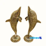 Brass Dolphin Sculpture Set - Elegant Home Decor saffron grade and packaging (Front view)