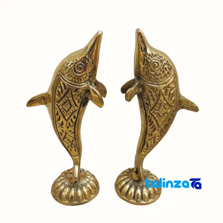 Brass Dolphin Sculpture Set - Elegant Home Decor saffron grade and packaging (Front view)