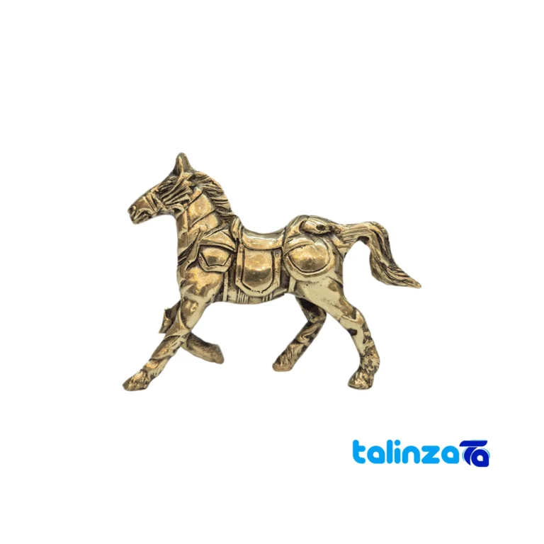 Brass Decorative Armored Horse Figurine design and key details (Front view)