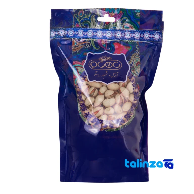 Front view of Akbar Rastgoo Raw Hazelnut 500 grams design and key details