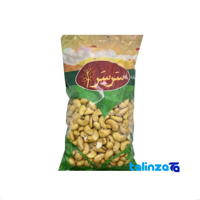 Sarsara Cashews Salty Snack design and key details (Front view)