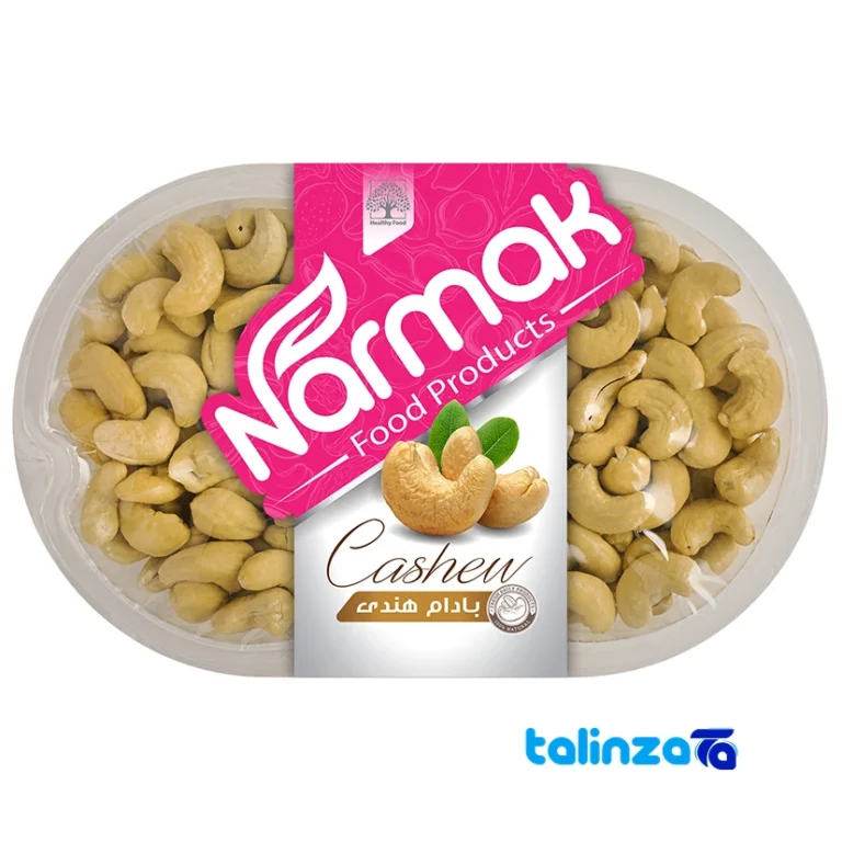 Front view of Narmak Salted Cashew Nuts design and key details