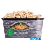 Front view of Akbar Rastgoo Cashew Nuts Raw design and key details