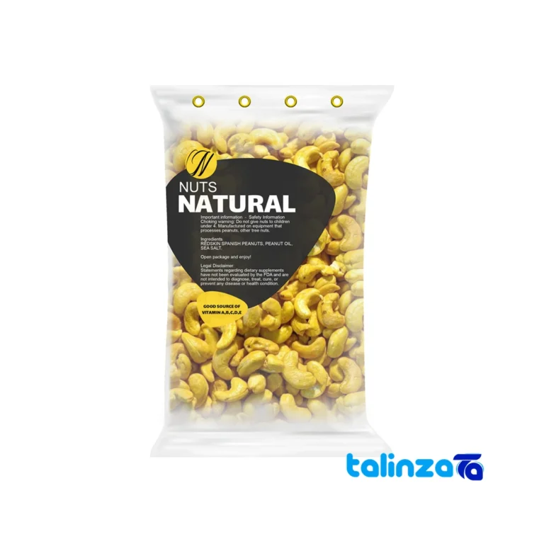 Front view of Natural Cashews Salted design and key details