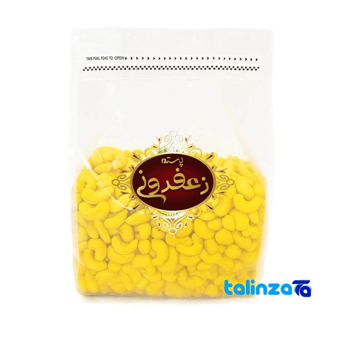 saffron cashew nuts - Front view grade and packaging