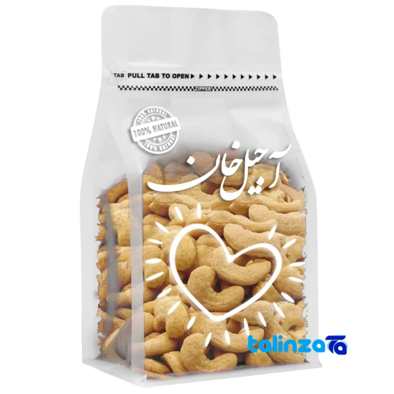 Ajil Khan Raw Cashews Crunchy design and key details (Front view)
