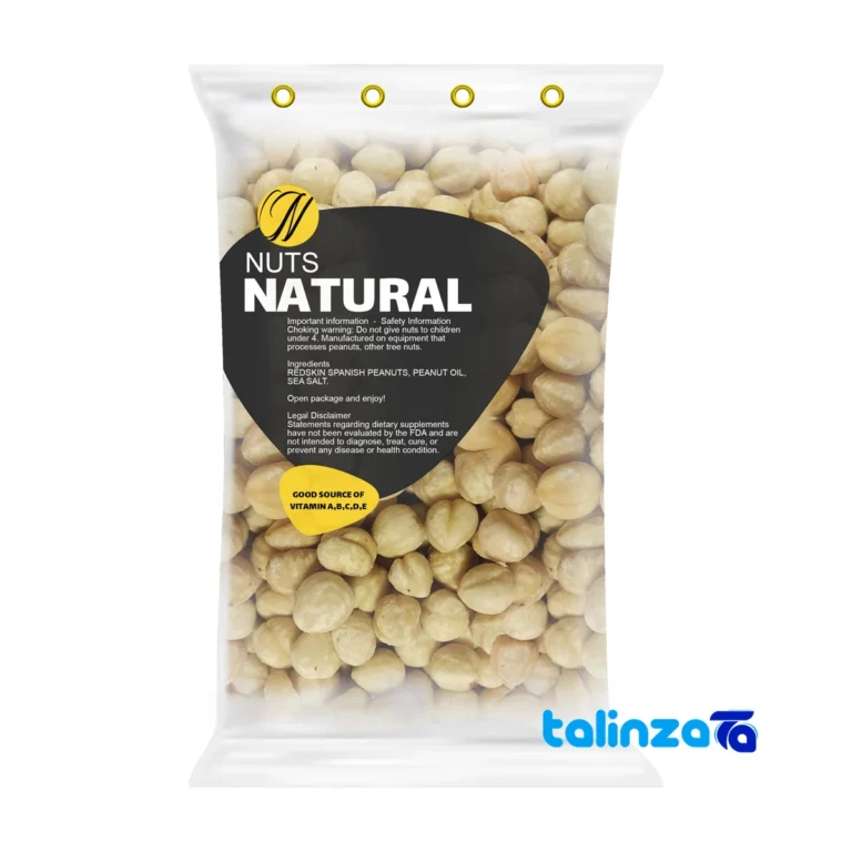 Natural Raw Hazelnut Kernels 1000 grams design and key details (Front view)