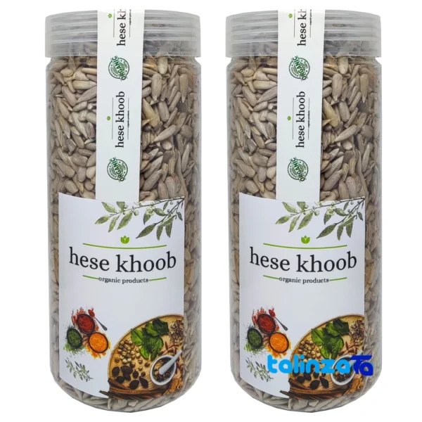 Front view of Hess Khob Premium Raw Sunflower Seeds design and key details