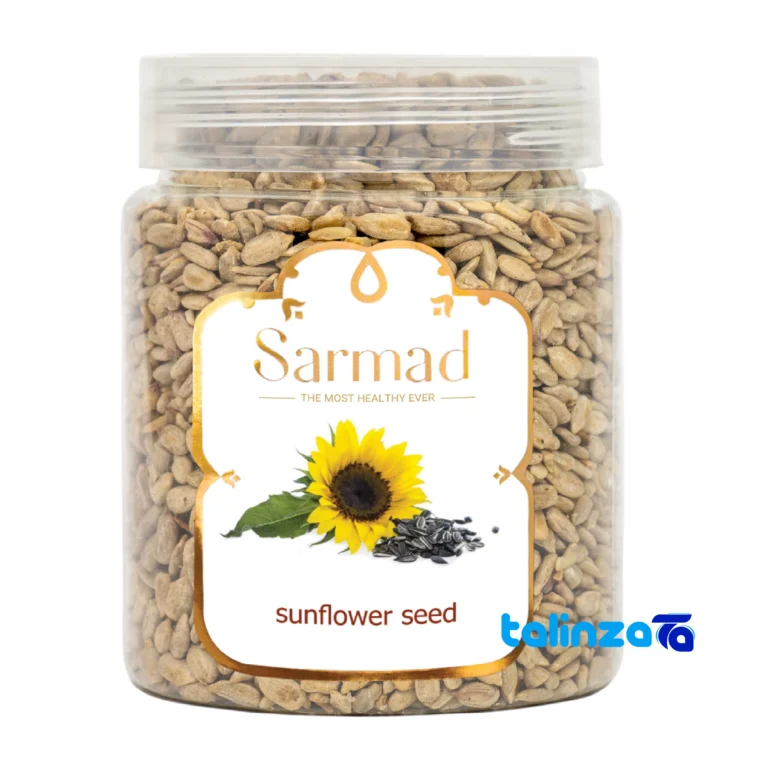 Front view of Sarmad Premium Raw Sunflower Seeds 450 grams design and key details