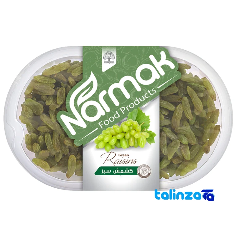Narmak Seedless Green Raisins Premium Quality design and key details (Front view)