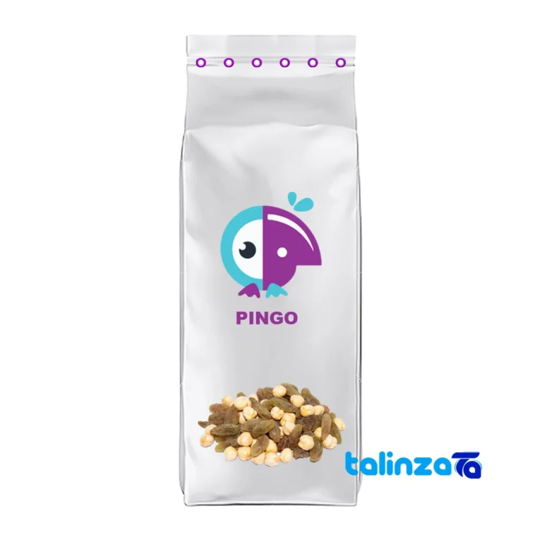 Front view of Pingoo Roasted Chickpeas with Raisins Savory Snack design and key details