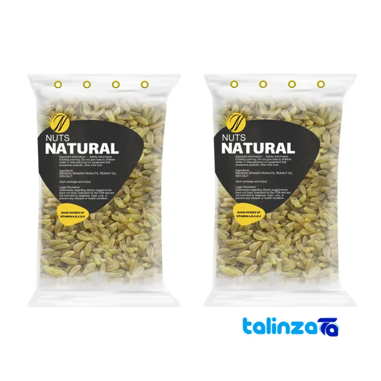 Natural Green Raisins - Pack of 2 1000 grams - Front view showing design and key details