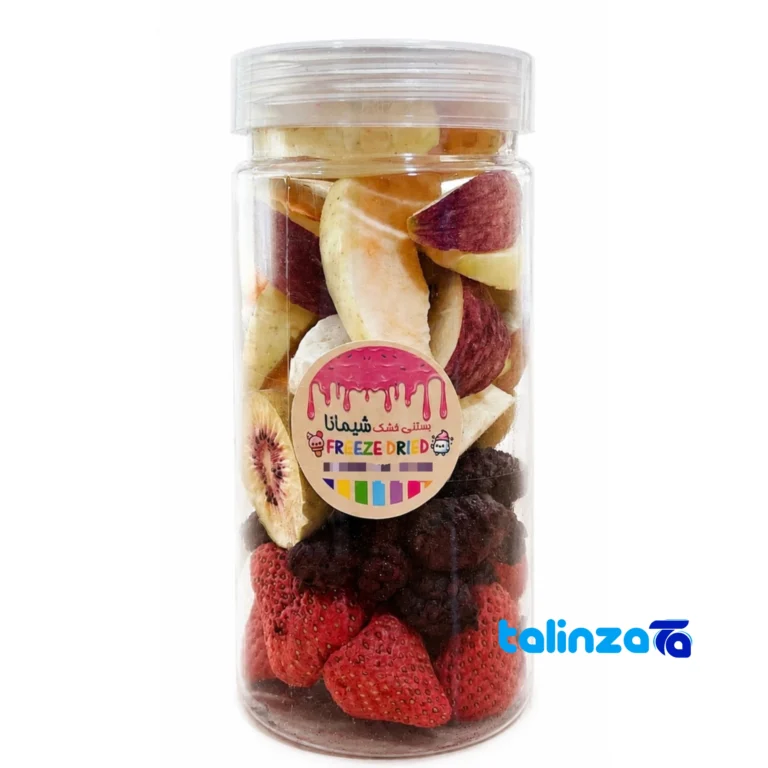 mixed puff dried fruit - Front view design and key details