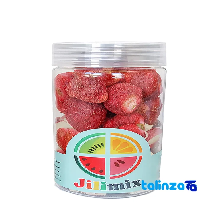 Front view of Jelly Mix Dried Fruit Snack Can design and key details