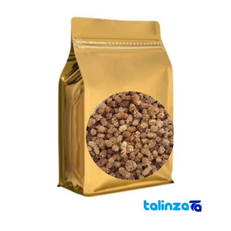 Dried Mulberries Organic Delicious Snack design and key details (Front view)
