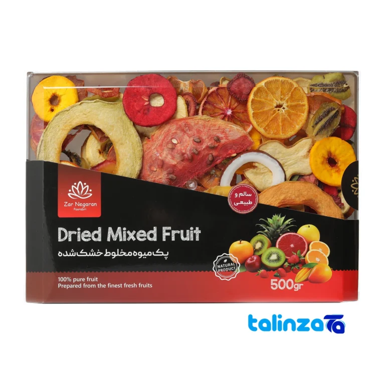 Zarnegaraan Dried Mixed Fruit Delight 500 grams design and key details (Front view)