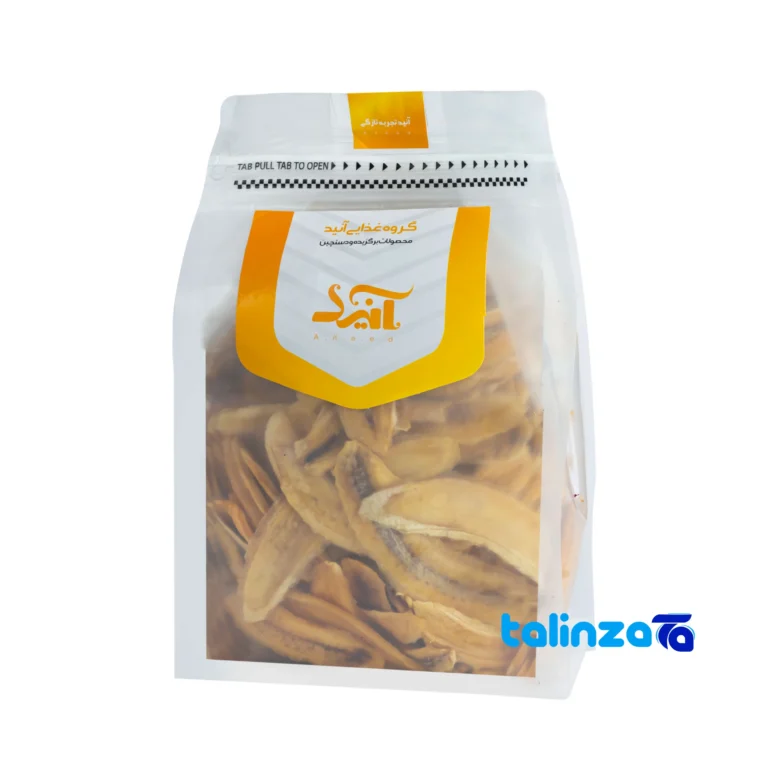 Front view of Anid Dried Bananas Organic Snack design and key details