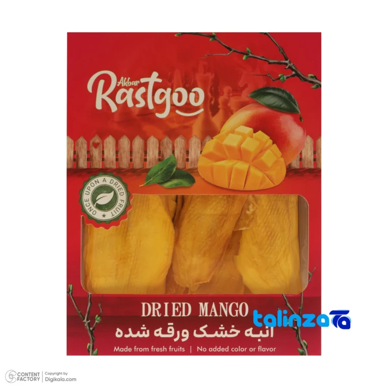 Front view of Akbar Rastgo Dried Mango Organic Delight design and key details