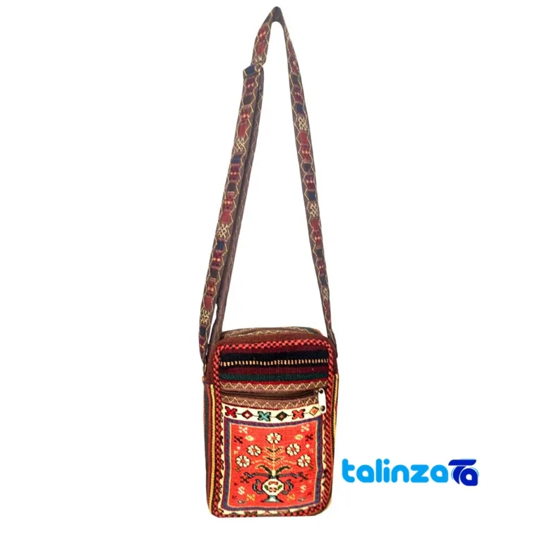 handmade women's shoulder bag - Front view design and key details