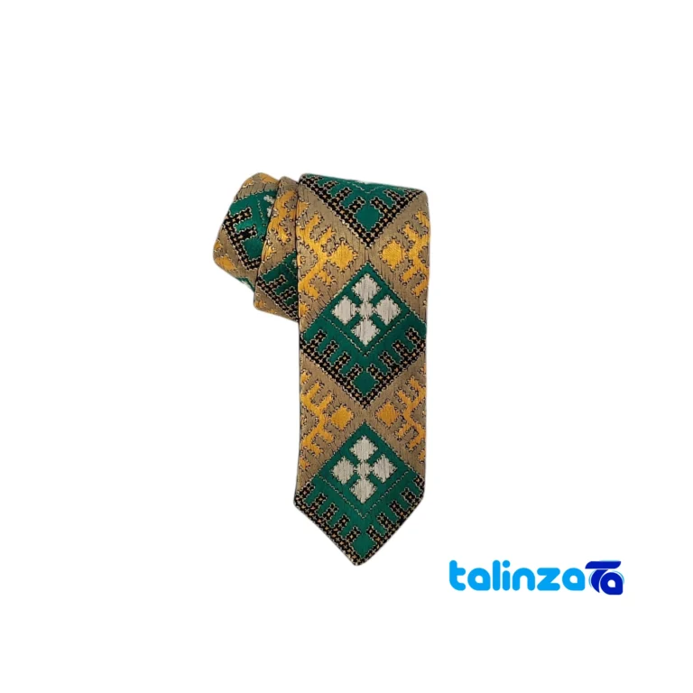 Paryzad Tie Handcrafted Blue Stitching design and key details (Front view)