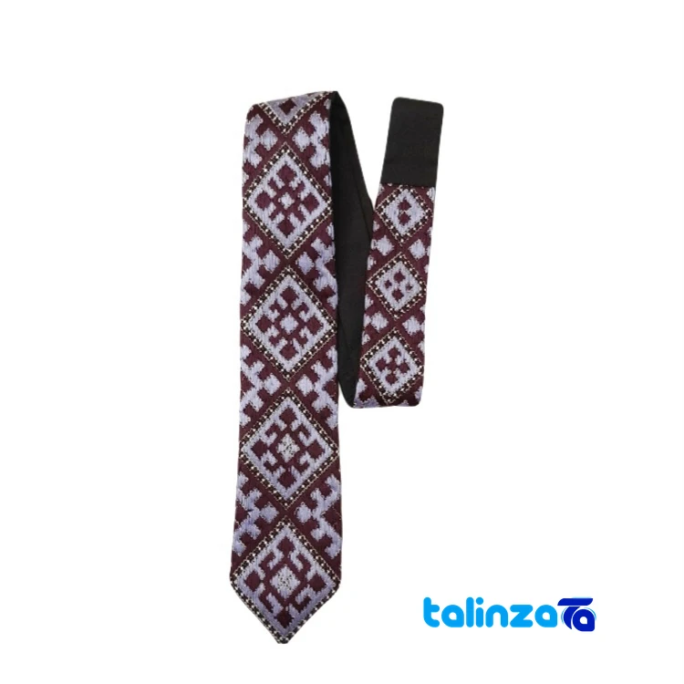 Parizad Handmade Men's Tie Unique Design - Front view showing saffron grade and packaging
