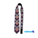 Front view of Parizad Tie Handcrafted Blue Stitching design and key details
