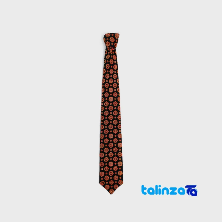 Handcrafted Men's Tie Floral Design - Front view showing and key details