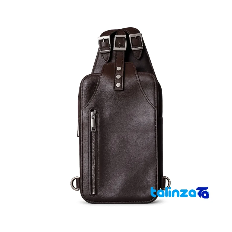 Dastineh Leather Handbag - Front view design and key details