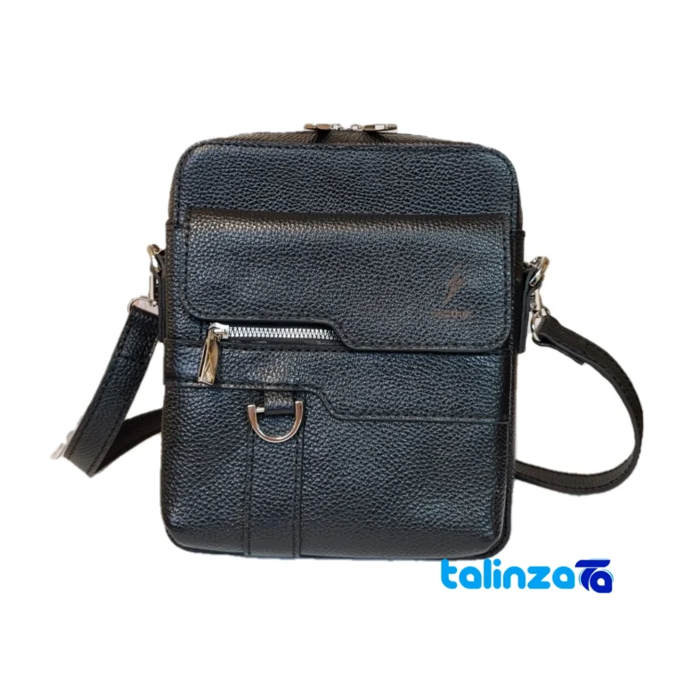 leather messenger bag - Front view design and key details