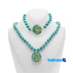 Altin Honar Handmade Jewelry Set Turquoise Gold saffron grade and packaging (Front view)