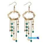 Handcrafted Pearl and Agate Earrings by Artisan design key details (Front view)