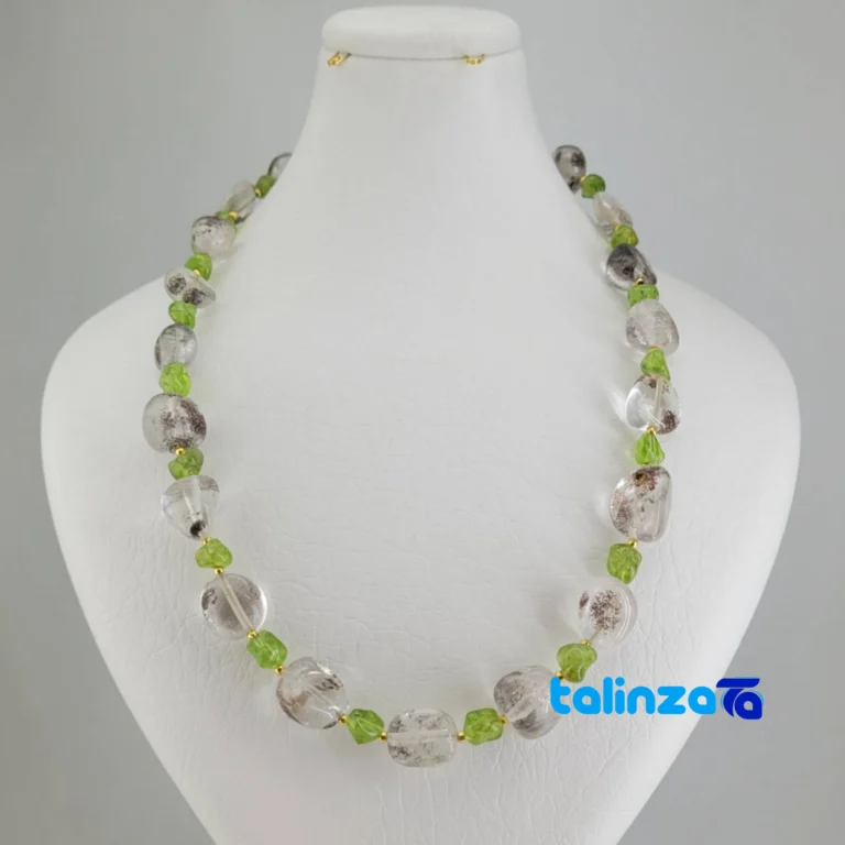 Quartz & Peridot Women's Necklace Adjustable Closure design and key details (Front view)