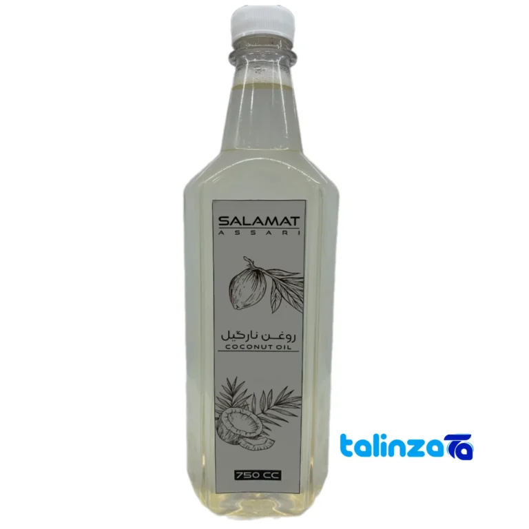 Coconut Oil - Organic Liquid in Bottle 730 grams design and key details (Front view)