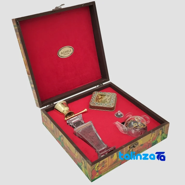 Aghile Saffron Gift Set Premium Quality with Cardamom grade and packaging (Front view)