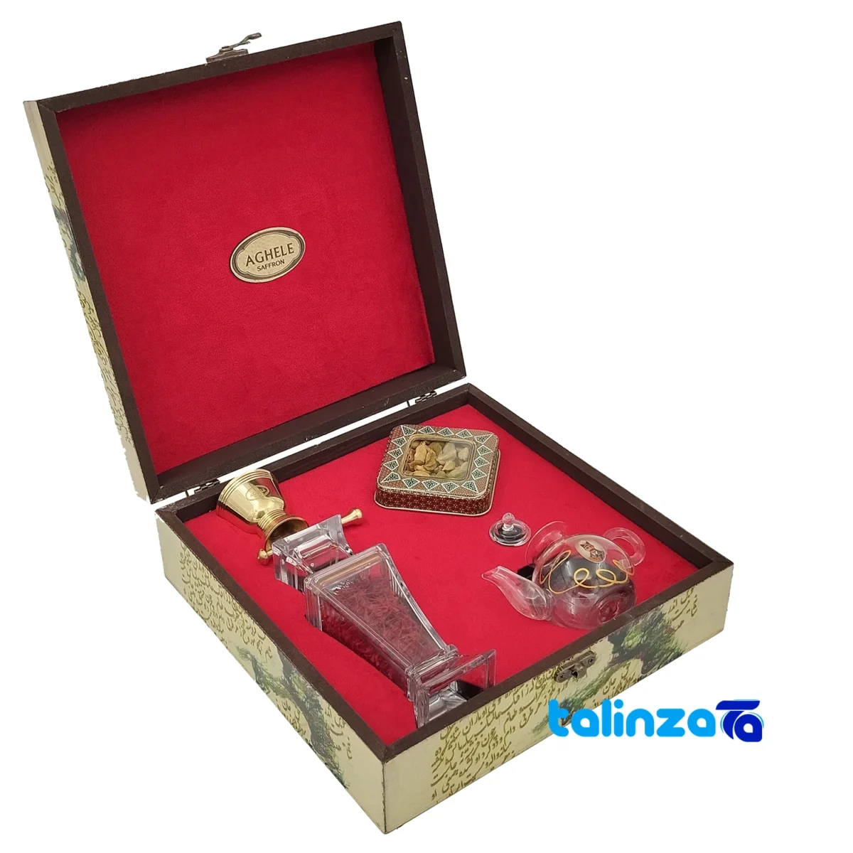Aghile Saffron Gift Set with Cardamom - Front view showing grade and packaging