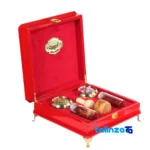 Package front of Aliseh Red Saffron Gift Set with Mortar and Cardamom product labeling brand
