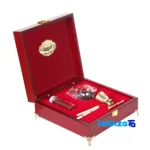 Front view of Alisa Saffron Gift Set Premium Wooden grade and packaging