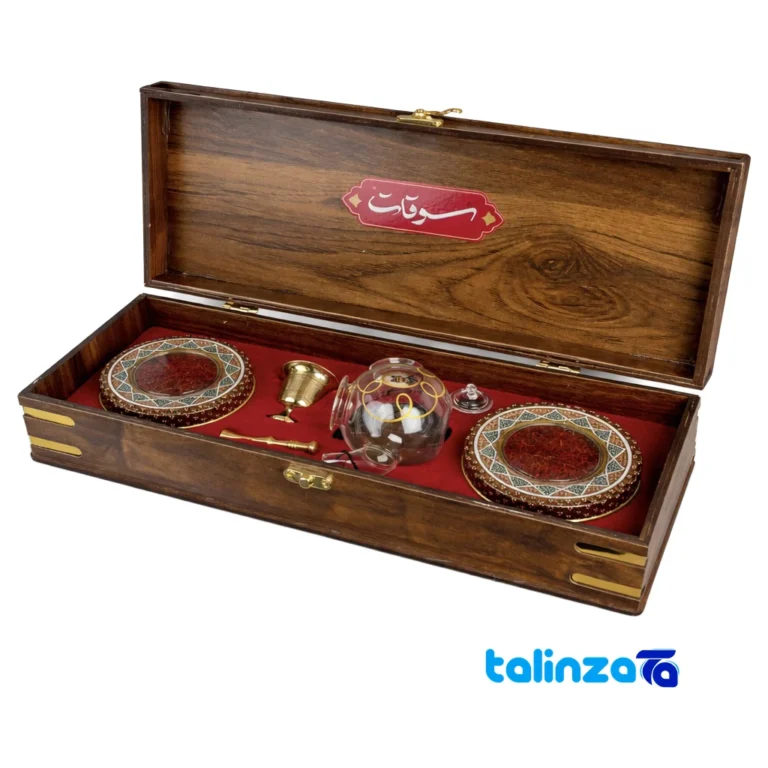 Soghat Premium Saffron Gift Set with Mortar and Teapot product labeling brand (Package front)
