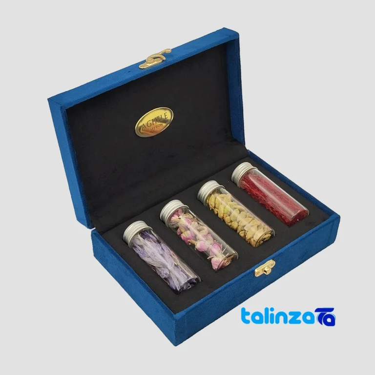 Aghile Saffron Gift Set with Cardamom and Rose Petals - Package front showing product labeling brand