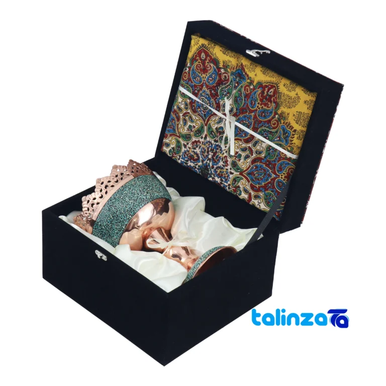 Ferooz Gift Set Elegant Turquoise Inlay Design - Front view showing and key details