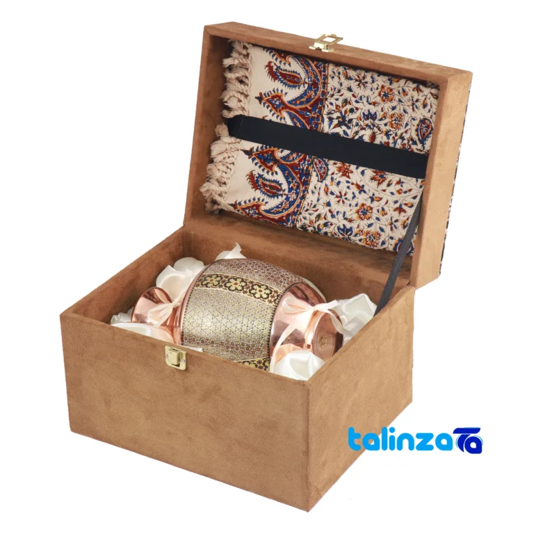 Front view of Ferooz Gift Set Three-Piece Artisan Craft Three saffron grade and packaging