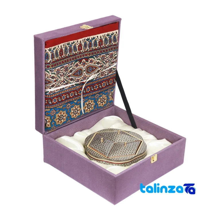 Ferooz Gift Set - Elegant Wooden and Fabric Design key details (Front view)