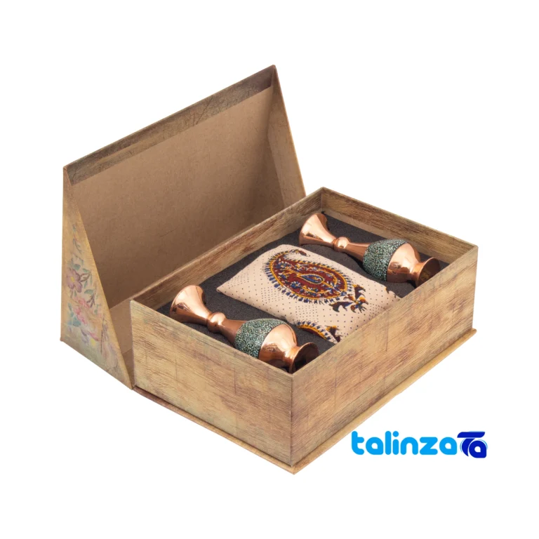 Front view of Chakameh Gift Set Four-Piece Turquoise Inlay design and key details