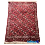 Full spread of Turkmen Handwoven Carpet Red overall design layout