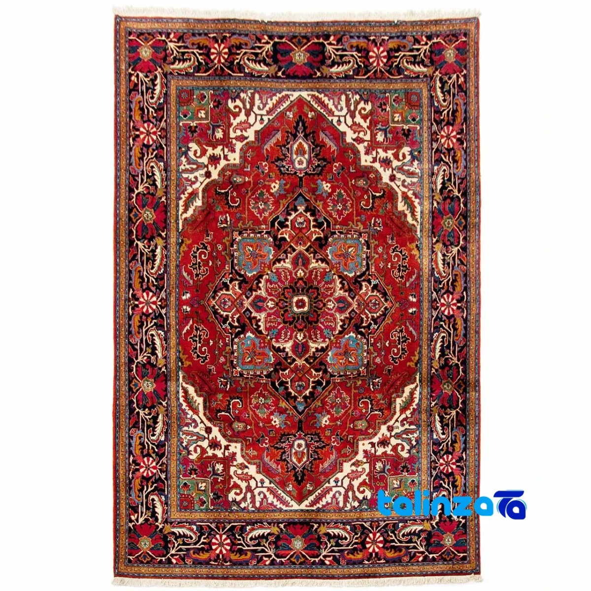 Handwoven Carpet 10.02m² Geometric Design Red - Top view showing pattern and color tone